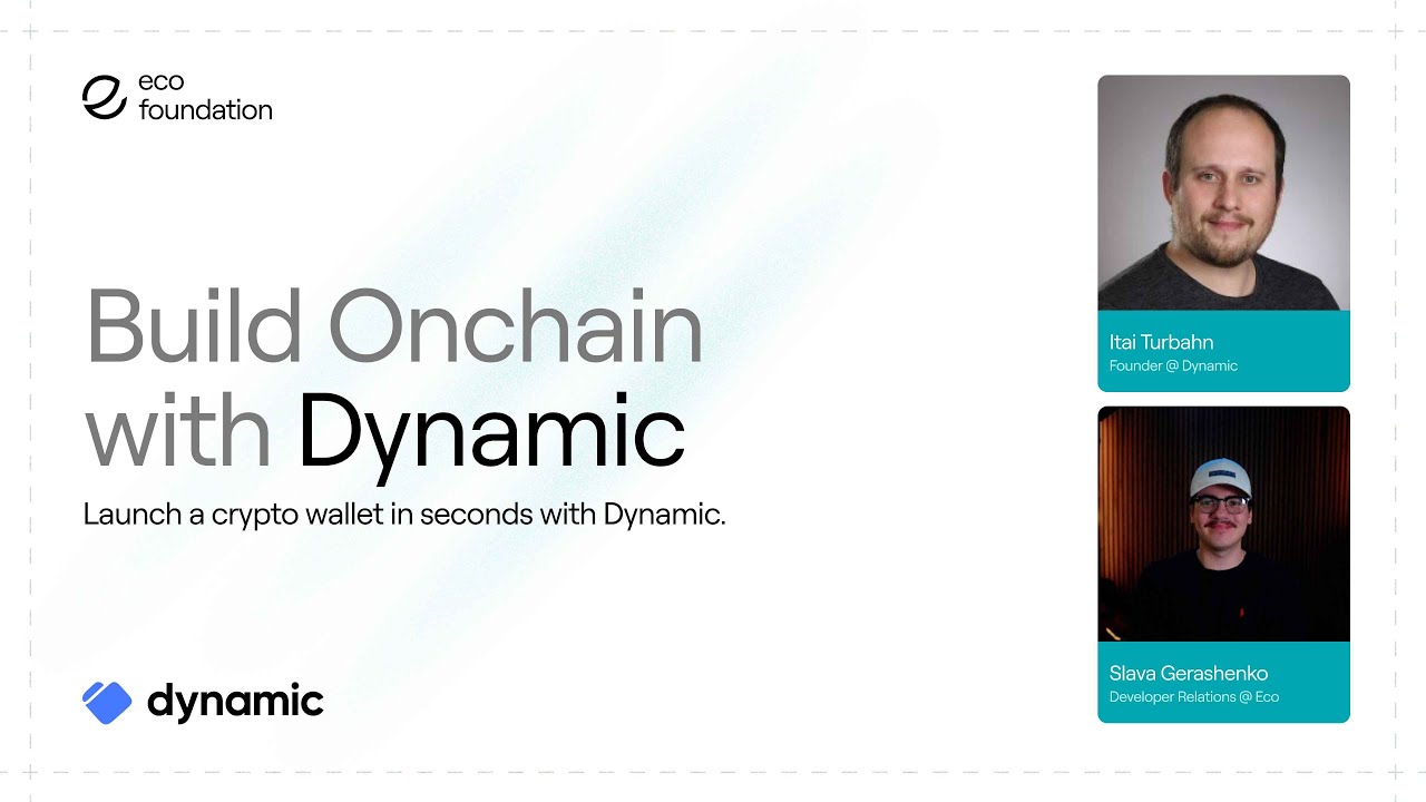 ecoFND's tweet card. Build Onchain with Dynamic's Wallet SDK by Itai Turbahn, Founder &...