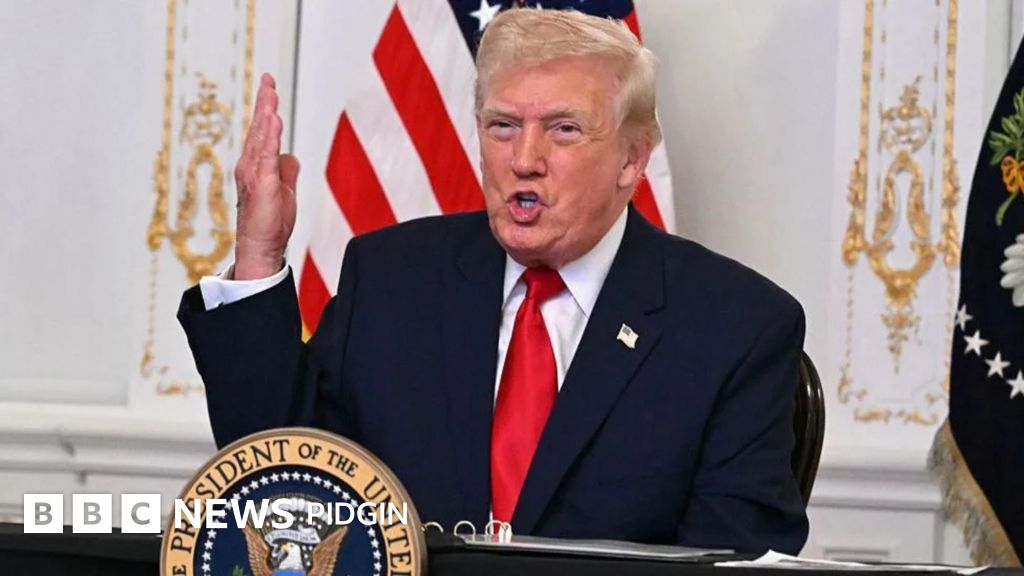 bbcnewspidgin's tweet card. Trump say US go permanently pause migration from 'third world countries'