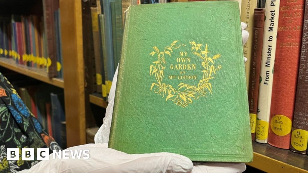 StirchLibrary's tweet card. The 19th Century gardening book owes its green colour to a dye containing arsenic, officials say.