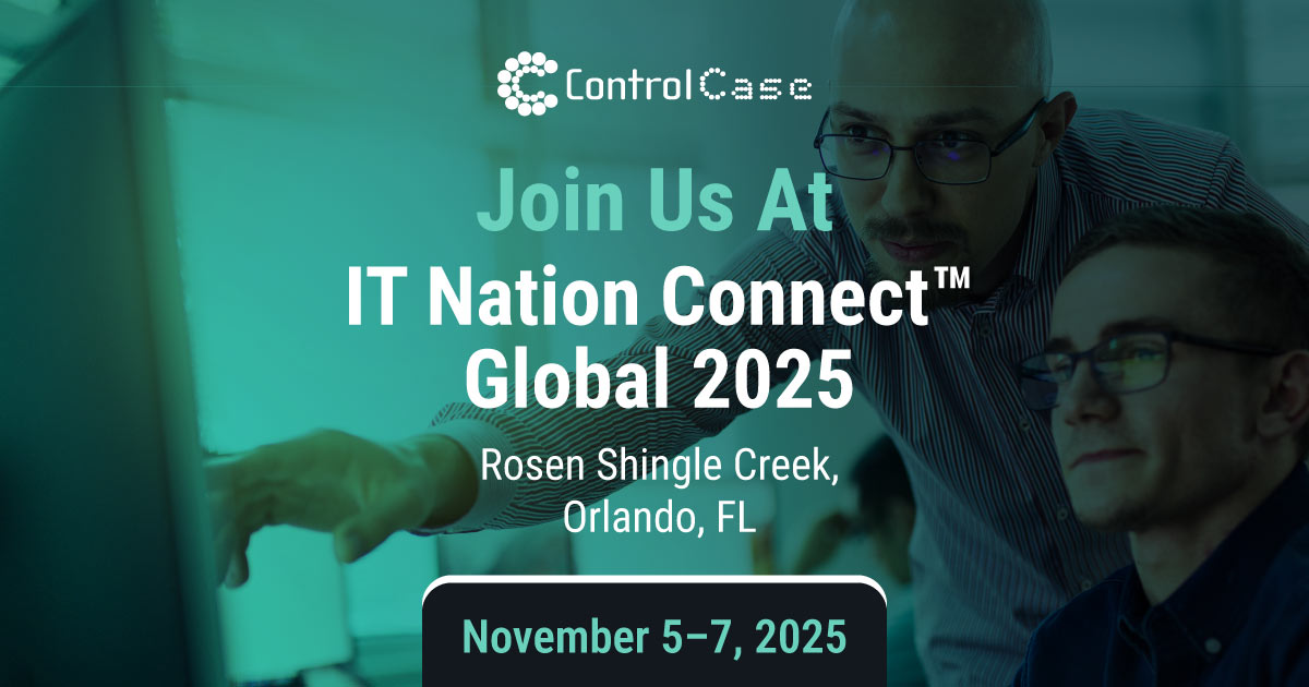 ControlCase's tweet card. Meet ControlCase at IT Nation Connect™ Global 2025 in Orlando, Nov 5–7. Discover next-gen compliance and cybersecurity solutions at the world’s premier MSP gathering. Register now to connect with...