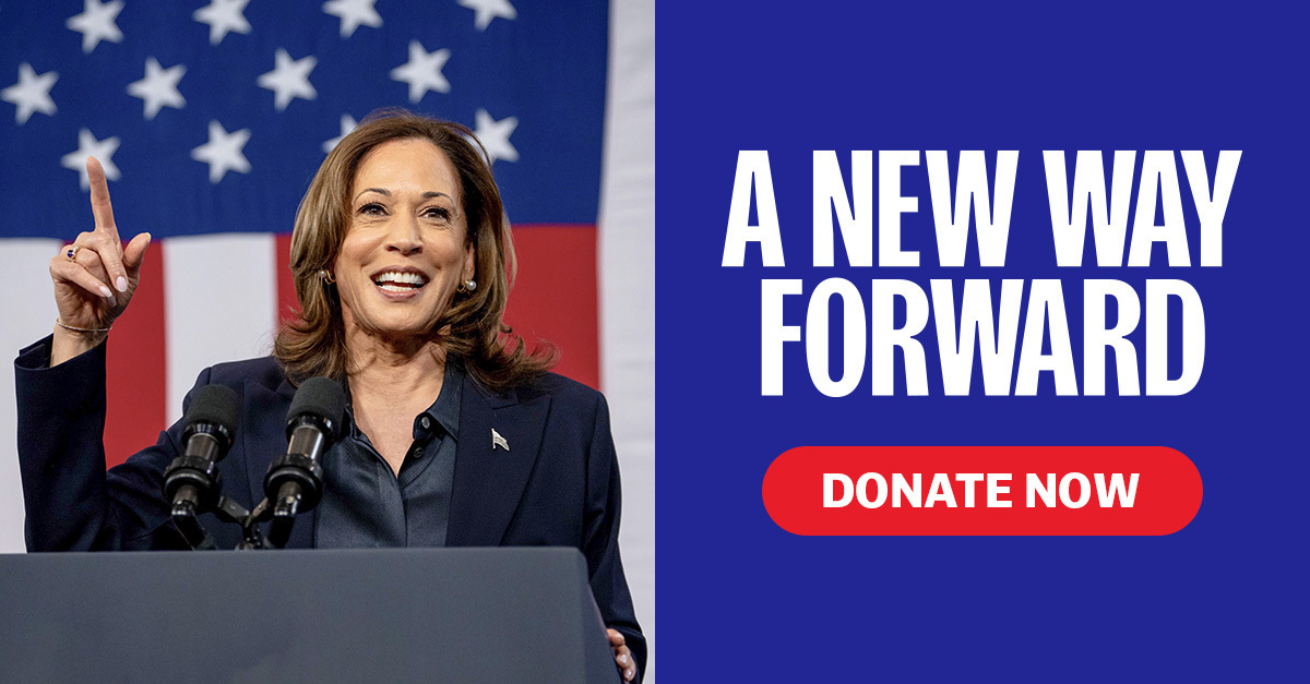 KamalaHarris's tweet card. Be part of the movement that is fighting to defeat Trump and chart a new way forward for America.