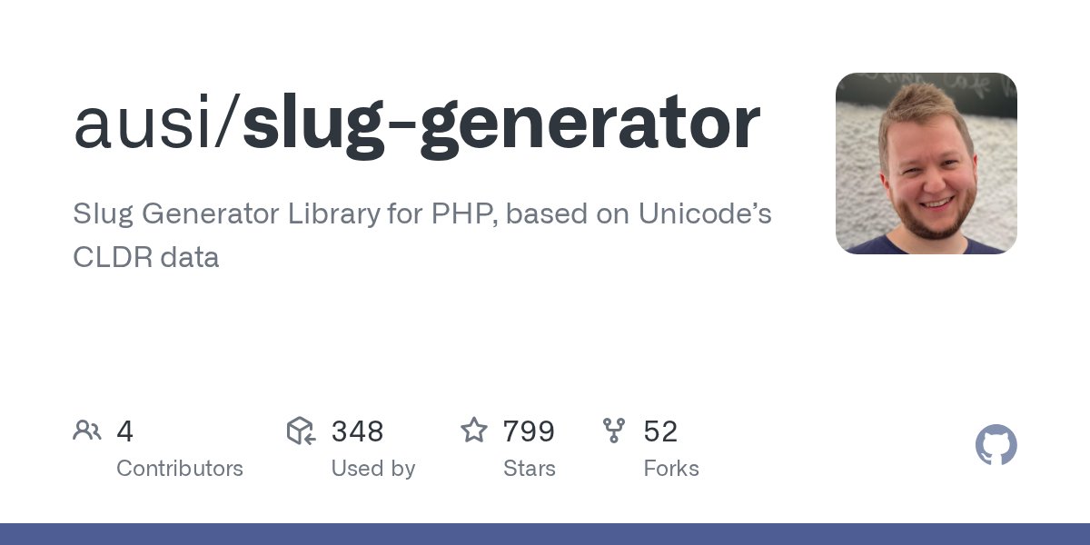 SitePointPHP's tweet card. Slug Generator Library for PHP, based on Unicode’s CLDR data - ausi/slug-generator