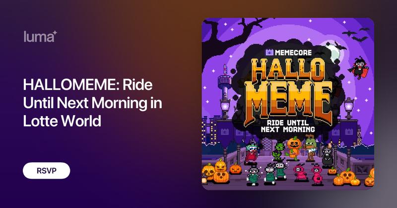 Click_Web3's tweet card. Welcome to the HALLOMEME: Ride Until Next Morning at Lotte World! 🎢 Time Table Meme · Fandom IP · E-Sports가 만나는 순간, 롯데월드에서 직접 경험하세요! 🎢✨ 놀이공원을 자유롭게 탐험하고,…