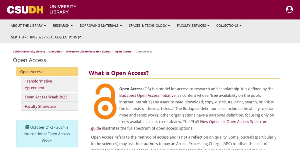 CSUDHLib's tweet card. October 19-15, 2020 is International Open Access Week! Join us in celebrating with online events.