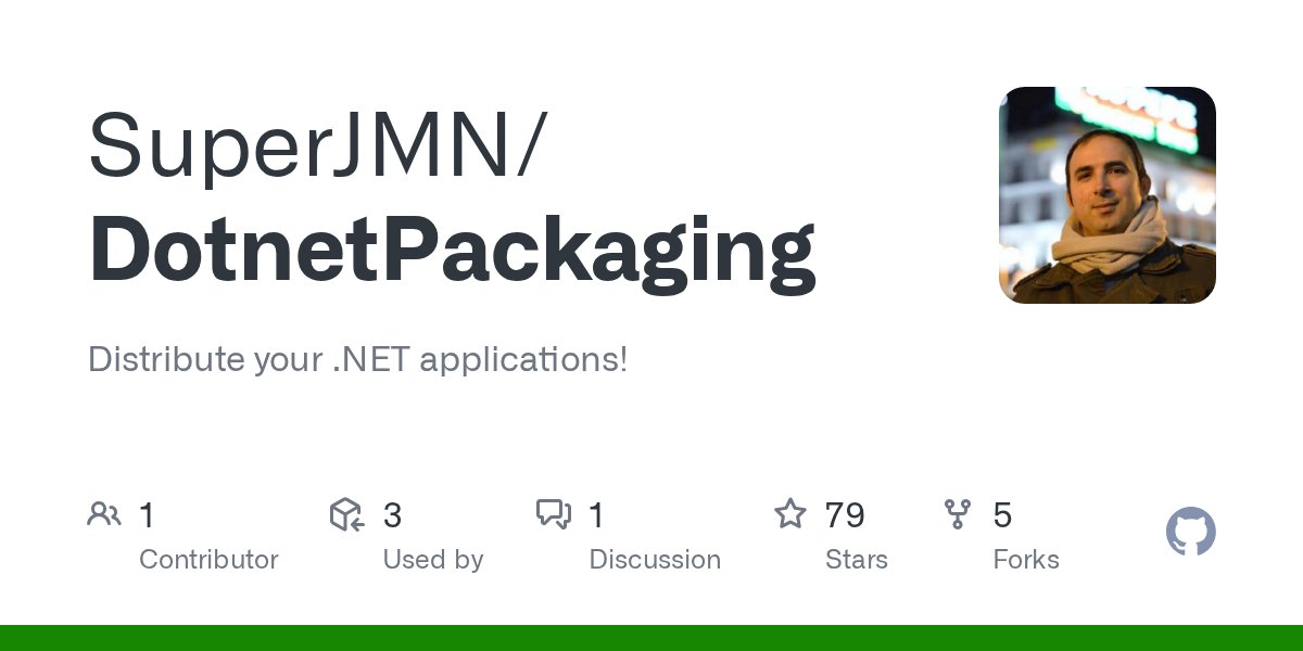 SuperJMN's tweet card. Distribute your .NET applications! Contribute to SuperJMN/DotnetPackaging development by creating an account on GitHub.