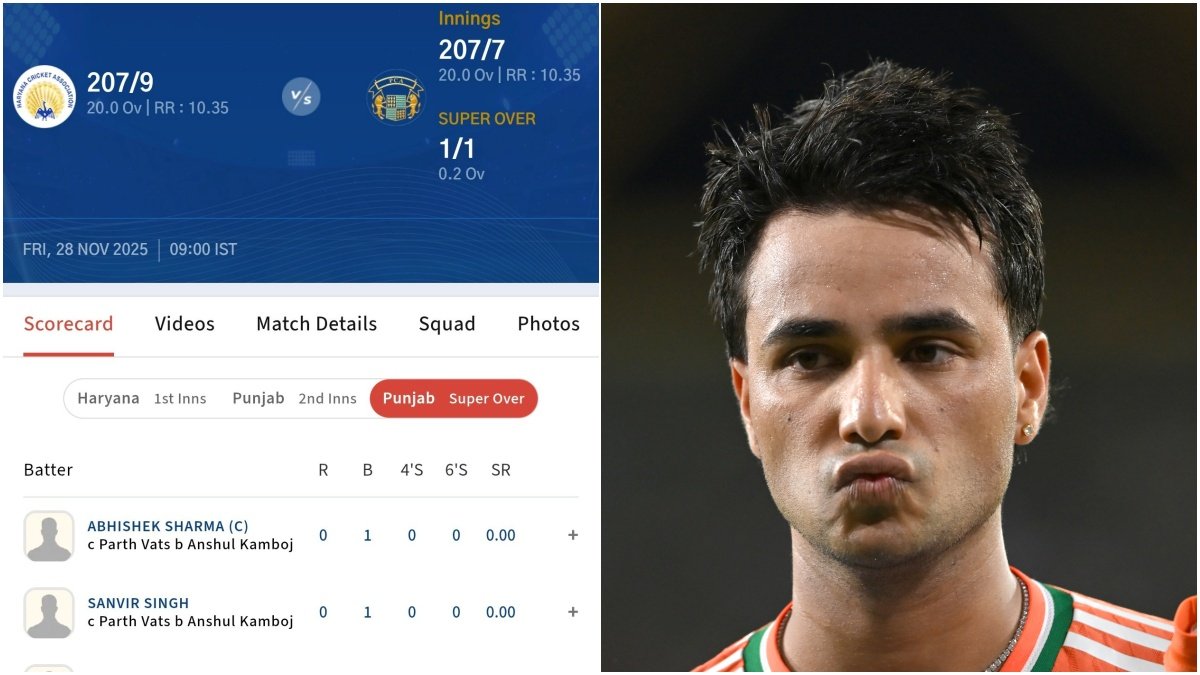 Jansatta's tweet card. सैयद मुश्ताक अली ट्रॉफी 2025 का रोमांच लगातार बढ़ता जा रहा है। ग्रुप सी के दूसरे राउंड के मैच में सुपर ओवर भी देखने को मिला। अभिषेक शर्मा की कप्तानी वाली पंजाब की टीम हरियाणा से हार गई। अंशुल कम्बोज...