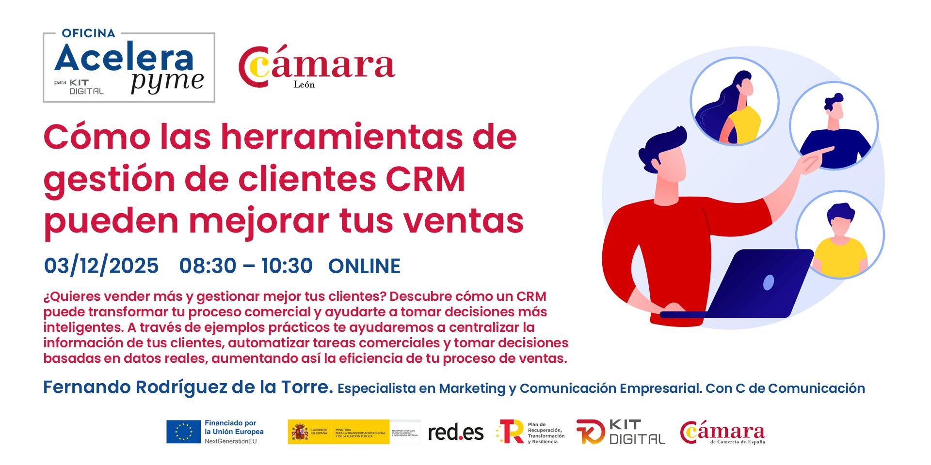 ccomercioleon's tweet card. ¿Quieres vender más y gestionar mejor tus clientes? Descubre cómo un CRM puede transformar tu proceso comercial y ayudarte a tomar decisiones más inteligentes.