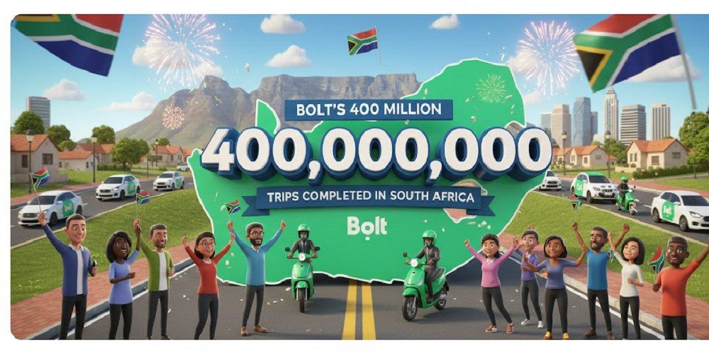 technextdotng's tweet card. Bolt announced that it has completed over 400 million trips in South Africa since its launch in 2016,…