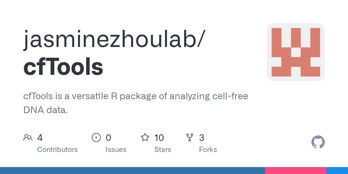 BioinfoAdv's tweet card. cfTools is a versatile R package of analyzing cell-free DNA data. - jasminezhoulab/cfTools