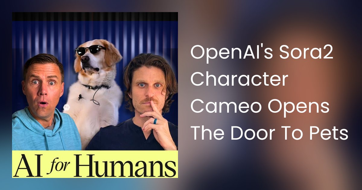 AIForHumansShow's tweet card. OpenAI might be worth 1T dollars soon but also... you can now put your pets into OpenAI's Character Cameo in Sora 2 and we really did quite a bit!