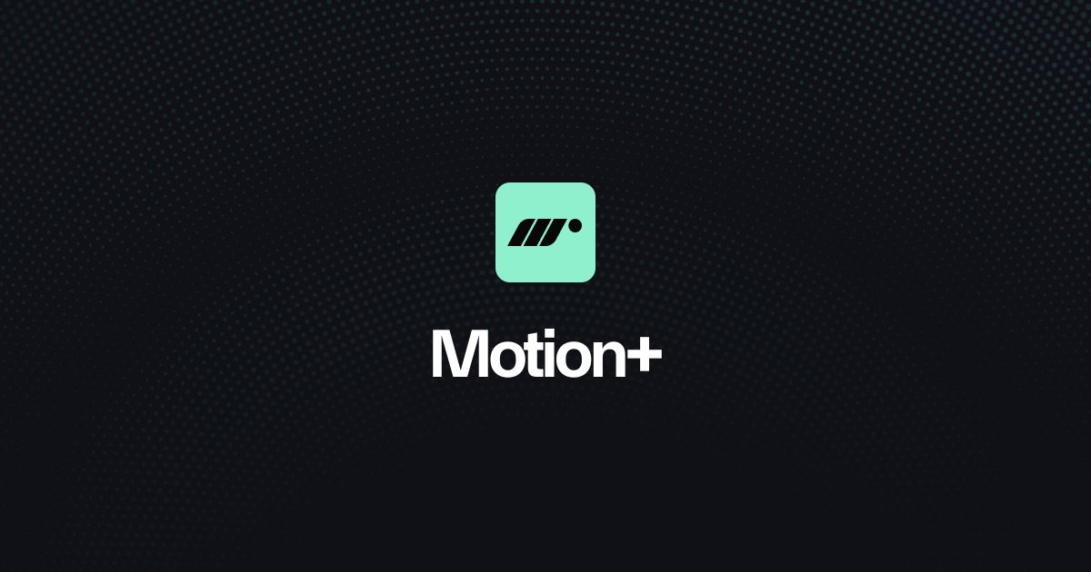 mattgperry's tweet card. Start for free with our powerful open-source library, or upgrade to Motion+ to unlock a vault of 300+ examples, 40+ tutorials and more, all with a one-time payment for lifetime updates.