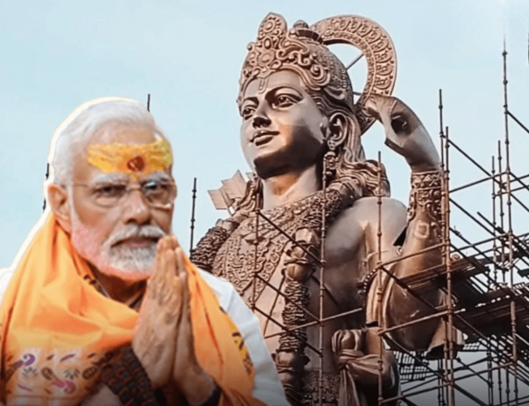 livenewindia01's tweet card. प्रधानमंत्री नरेंद्र मोदी ने गोवा के श्री संस्थान गोकर्ण पर्तगाली जीवोत्तम मठ में भगवान राम की 77 फीट ऊंची कांस्य प्रतिमा का अनावरण किया