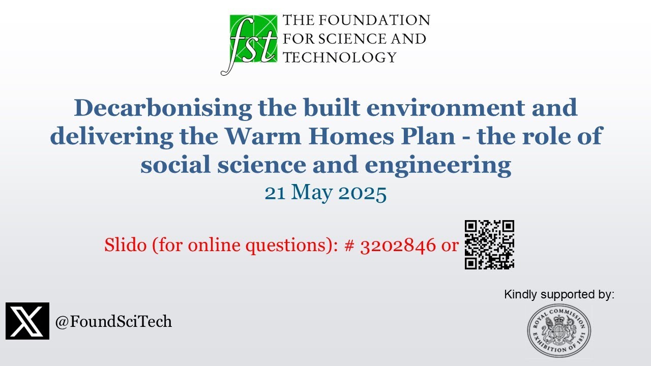 FoundSciTech's tweet card. Decarbonising the built environment & the Warm Homes Plan - the role...
