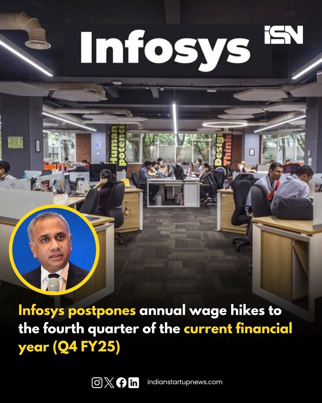 Guddu4134's tweet card. India’s second-largest IT services provider, Infosys, has postponed its annual salary increments to the fourth quarter of the current financial year (Q4FY25), Moneycontrol reported. The company last...