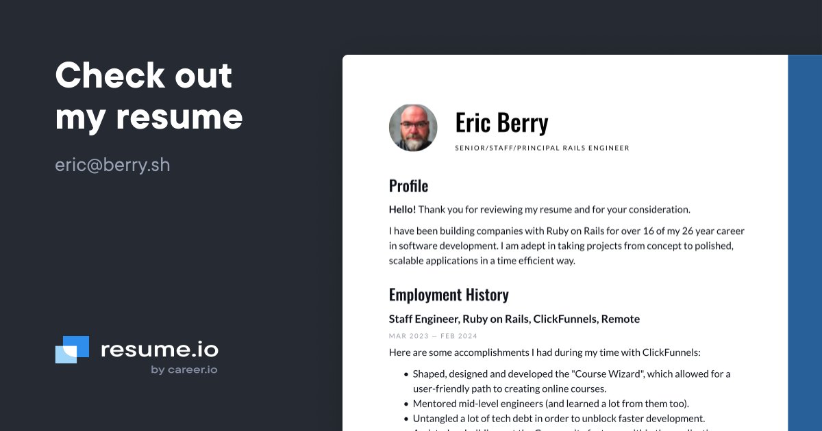 coderberry's tweet card. Powered by Resume.io