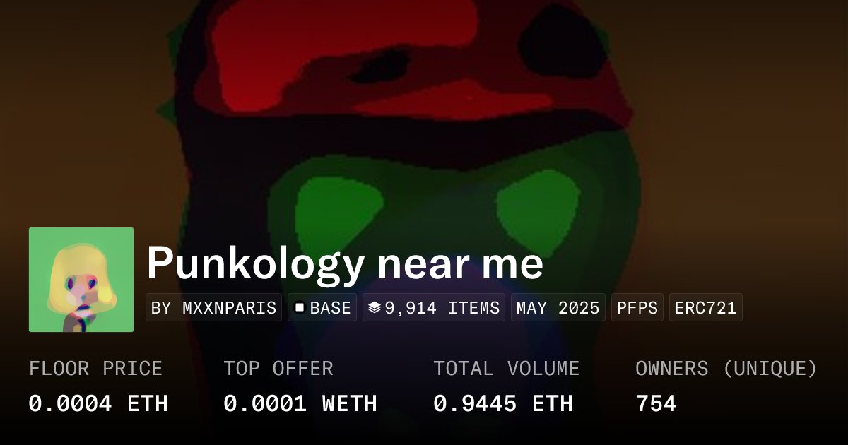 FrenchiePunk's tweet card. Punkology Near Me is a collection of 9989 generative based PFPs inspired by the iconic punks. Stay close. Stay punk.