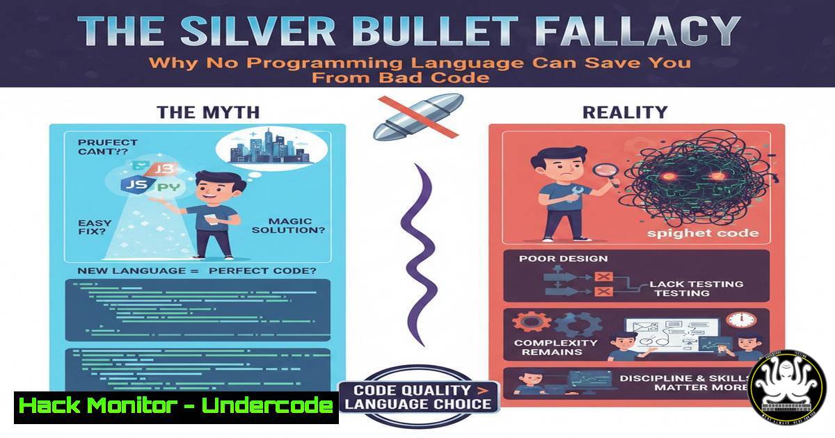 UndercodeUpdate's tweet card. The Silver Bullet Fallacy: Why No Programming Language Can Save You From Bad Code - "Undercode Testing": Monitor hackers like a pro. Get real-time updates,