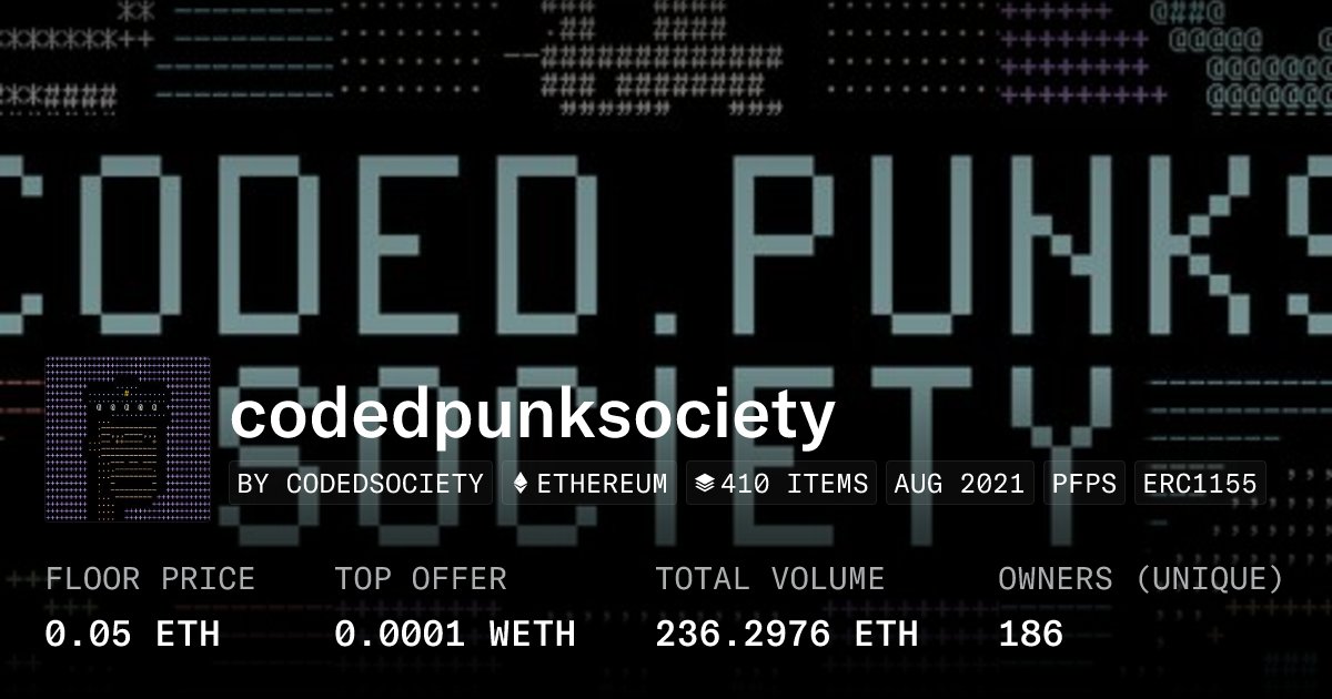Zlim_Tim's tweet card. codedpunksociety 0.05 ETH - Collection | OpenSea