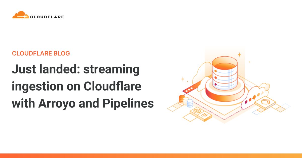 JohndMeyer's tweet card. We’ve just shipped our new streaming ingestion service, Pipelines — and we’ve acquired Arroyo, enabling us to bring new SQL-based, stateful transformations to Pipelines and R2.