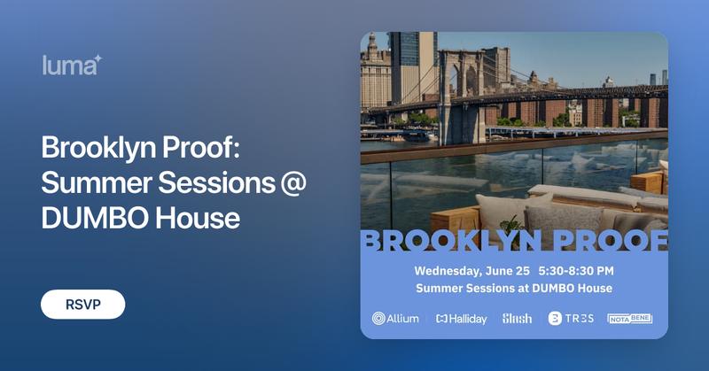 notabene_id's tweet card. Brooklyn Proof: Summer Sessions @ DUMBO House From blockchains to the Brooklyn skyline — unchain and unwind with an evening of rooftop cocktails and…