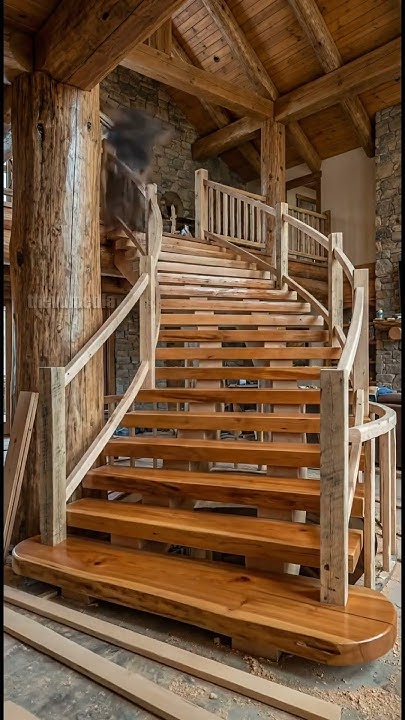 LuckhamSusan's tweet card. Majestic River Epoxy Staircase Build in Luxury Log Cabin! #DIY...