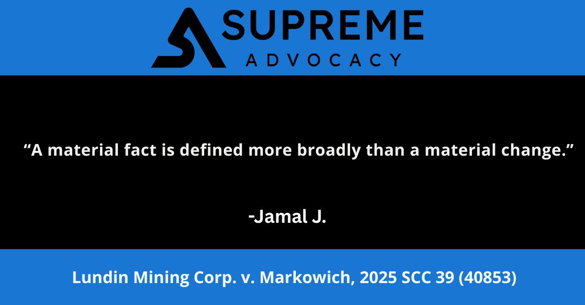 supremeadvocacy's tweet card. Latest news from the Supreme Court of Canada. Here's a summary of this morning's decision.