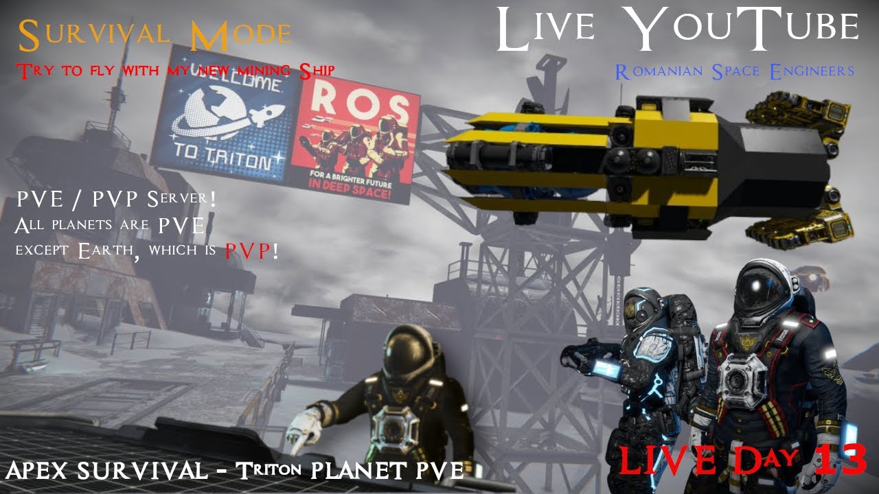TheDodgeGaming's tweet card. #SpaceEngineers / Try to fly the new mining ship! - PVE/PVP! -...