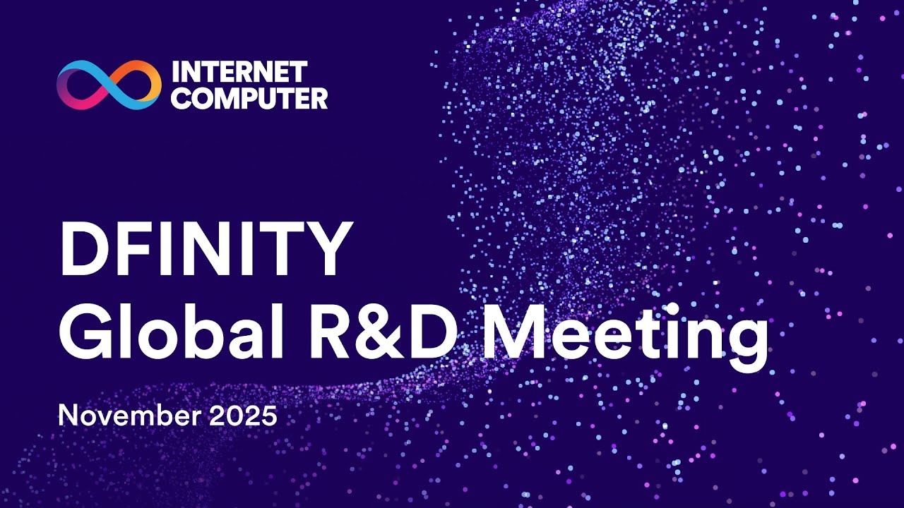 DFINITYDev's tweet card. Global R&D November 2025 - SEV Update, Canister Fuzzing, Dogecoin...