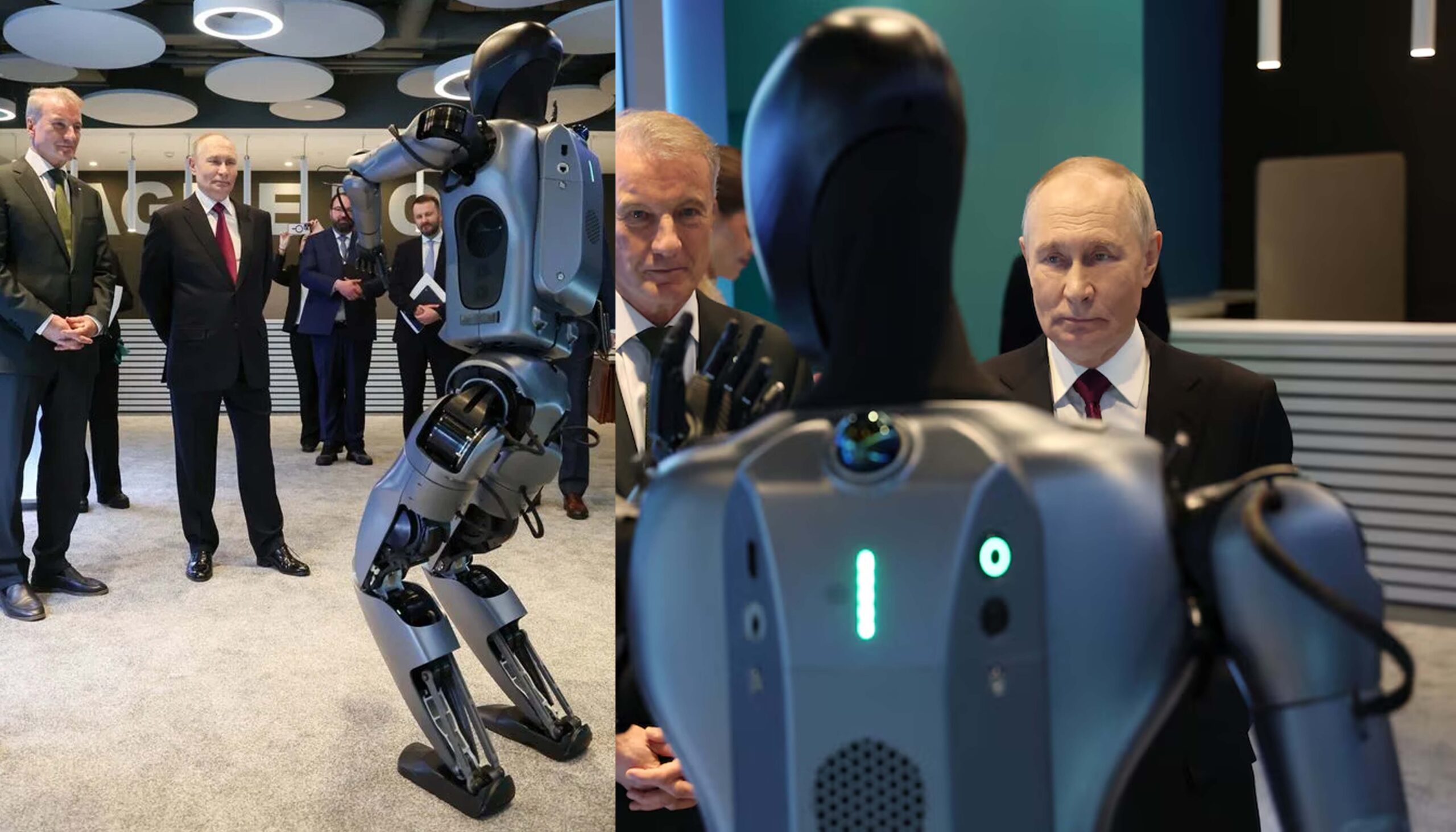 bharathsam72042's tweet card. రష్యా టెక్నాలజీ ప్రపంచంలో మరో సరికొత్త ప్రయోగంతో కేంద్రంగా నిలిచింది. రాజధాని మాస్కోలో జరిగిన స్బెర్‌బ్యాంక్ ప్రదర్శనలో హ్యూమనాయిడ్ రోబో “