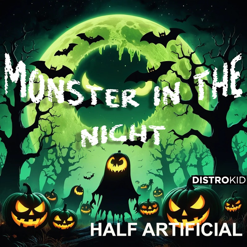 ArtificialHalf's tweet card. Stream and Save Monster in the Night - Distributed by DistroKid