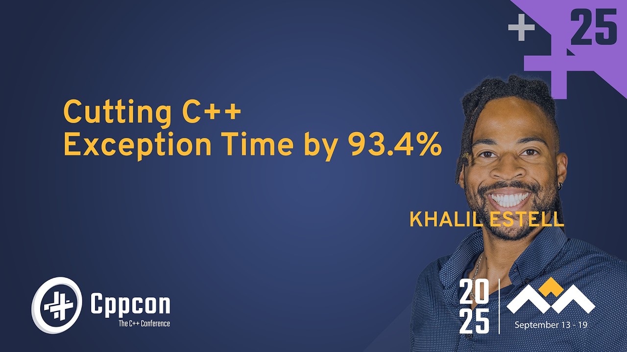 CppCon's tweet card. Cutting C++ Exception Time by +90%? - Khalil Estell - CppCon 2025