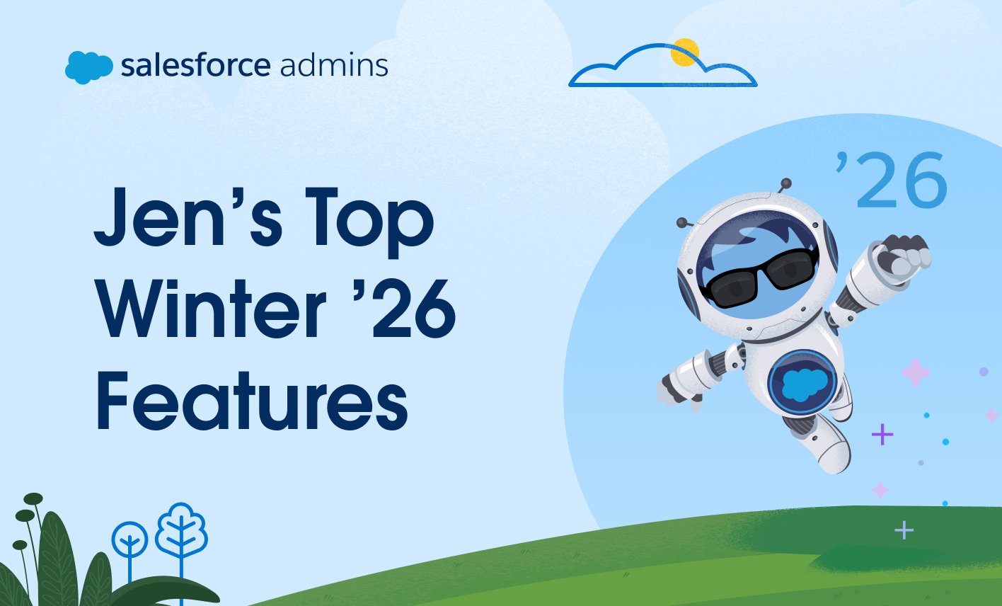 SalesforceAdmns's tweet card. Discover the top Salesforce Winter '26 release features admins need to know about! Jennifer Lee breaks down Flow features, app enhancements, and more.