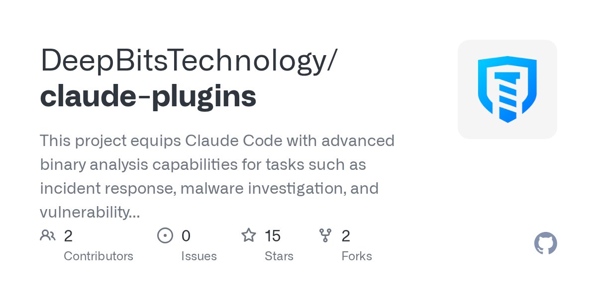 drbinaryai's tweet card. This project equips Claude Code with advanced binary analysis capabilities for tasks such as incident response, malware investigation, and vulnerability assessment - DeepBitsTechnology/claude-plugins