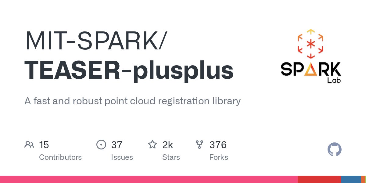 lucacarlone1's tweet card. A fast and robust point cloud registration library - MIT-SPARK/TEASER-plusplus