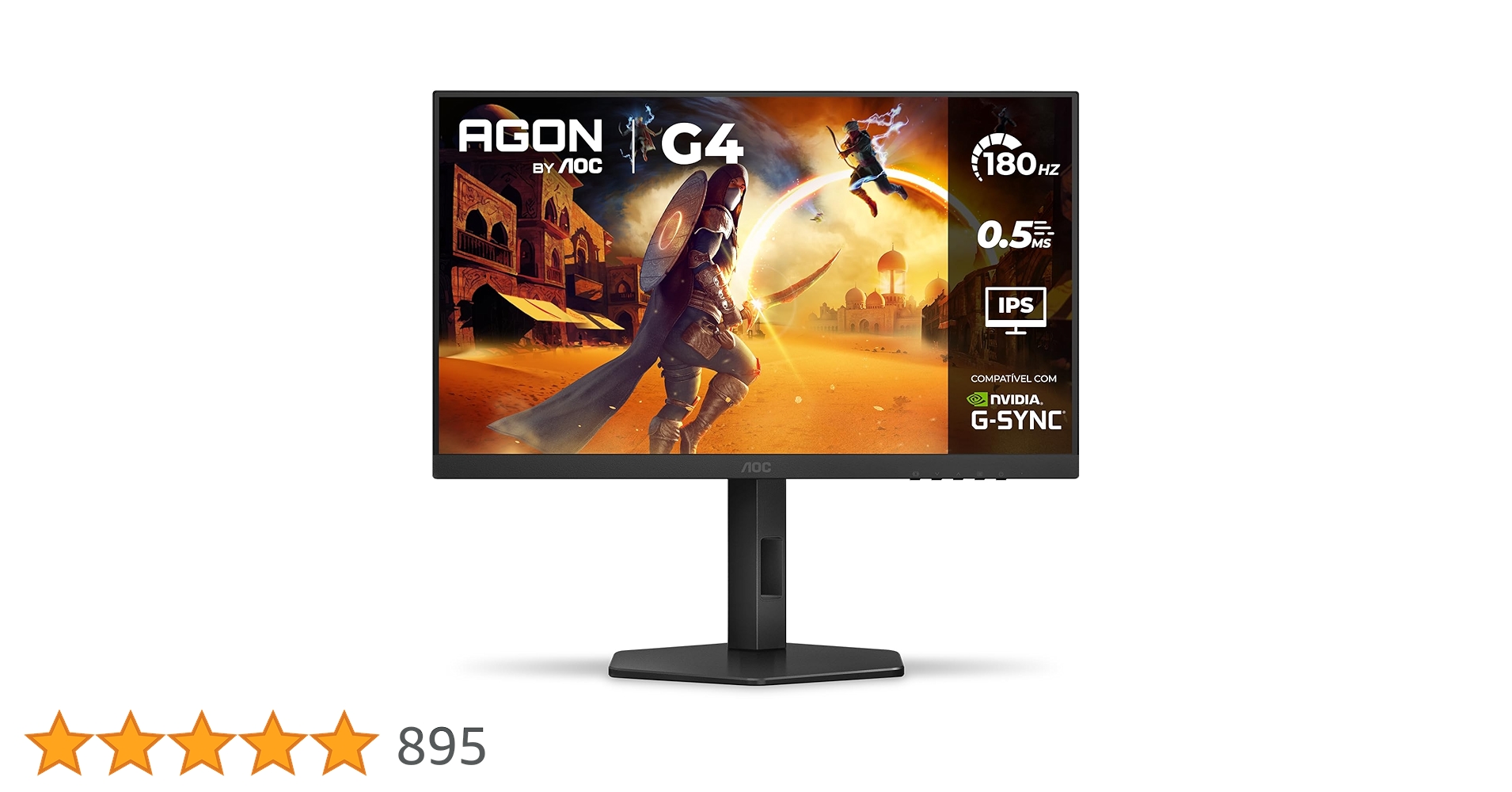 PromoAchados's tweet card. AOC, Monitor Gamer G4 27” 180Hz, 27G4/P, 0,5ms IPS, com Ajuste de Altura