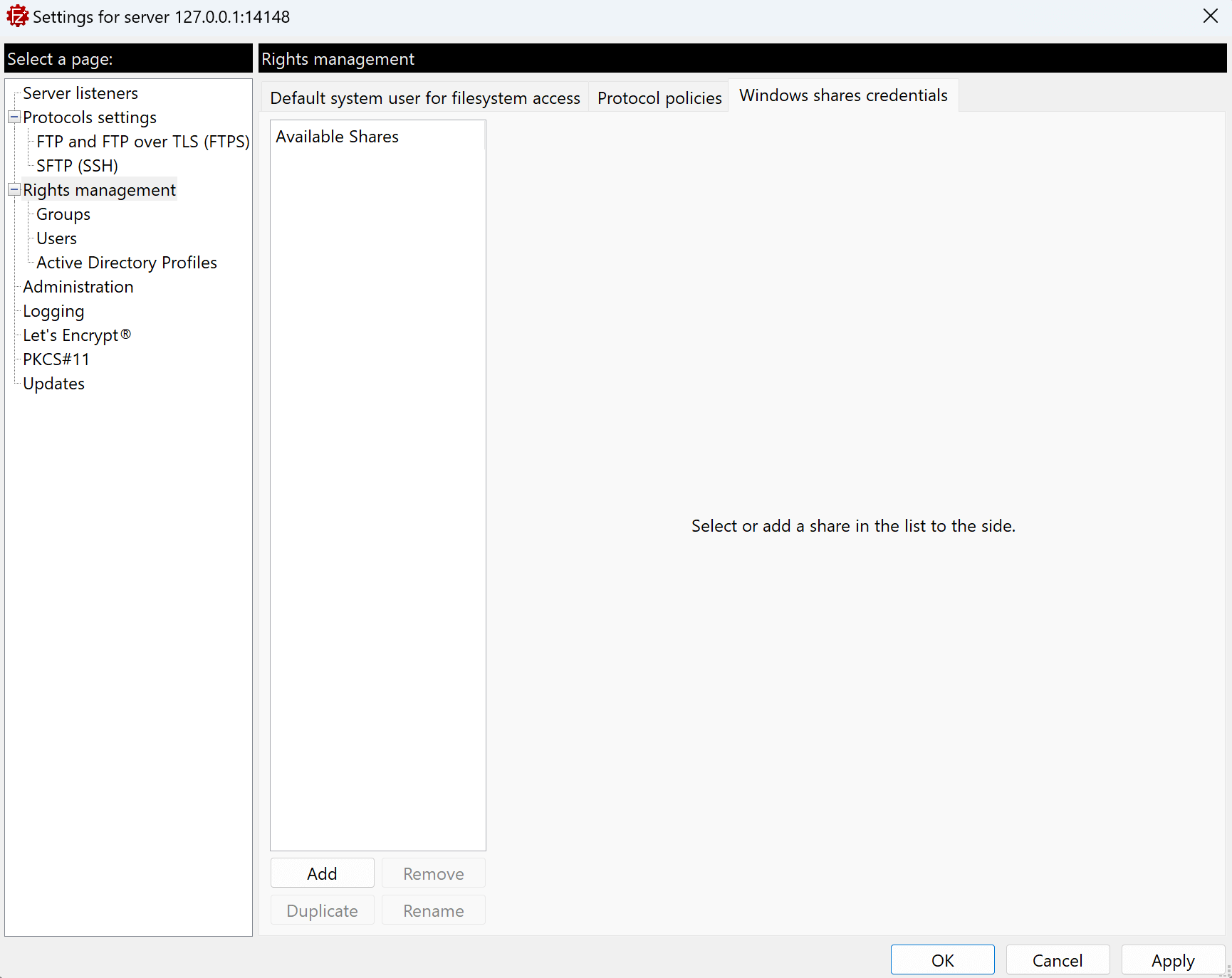 FileZillaPro's tweet card. Configure and manage Windows Shares credentials in FileZilla Pro Enterprise Server to securely access network folders.