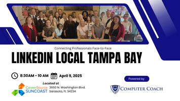 ComputerCoach's tweet card. LinkedInLocal Tampa Bay | Connecting Professionals Face-to-Face | Networking opportunities in Hillsborough, Pinellas, Pasco, Polk & Suncoast
