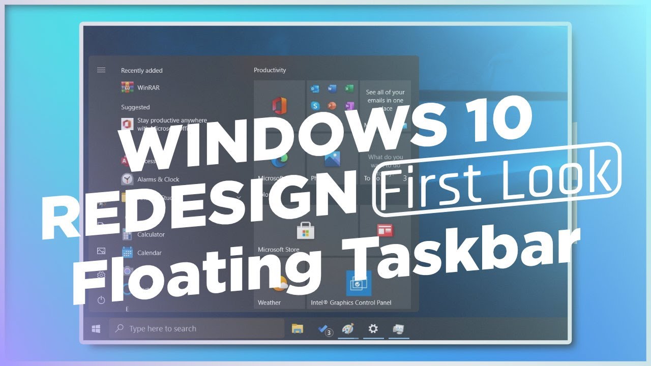 ComputechW's tweet card. Windows 10 redesign: First look at Floating taskbar, New context...
