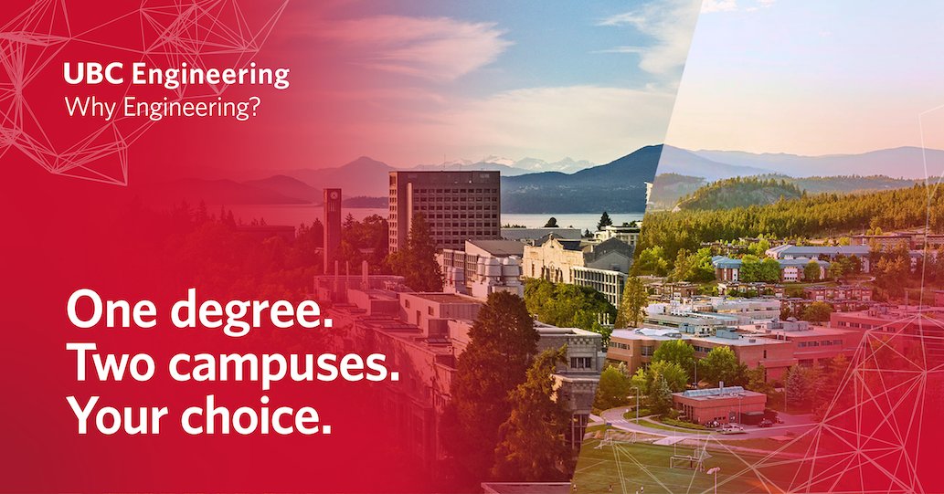 ubcengineering's tweet card. A degree from UBC is recognized around the world. Why Engineering?