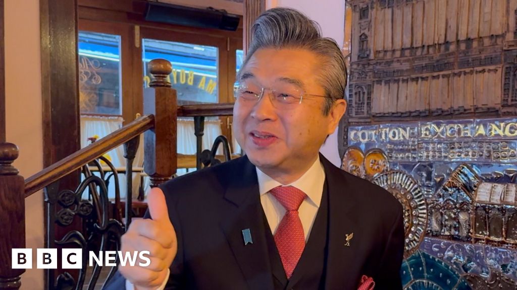 BBCWorld's tweet card. Hiroshi Suzuki, ambassador to the UK, visits Liverpool to strengthen ties between the city and Japan.