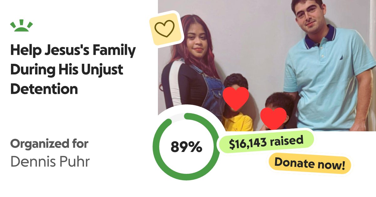 dspuhr's tweet card. NOTE: All funds raised will be going to Jesus's trusted neighbor, Denni… Andrea Juracek needs your support for Help Jesus's Family During His Unjust Detention
