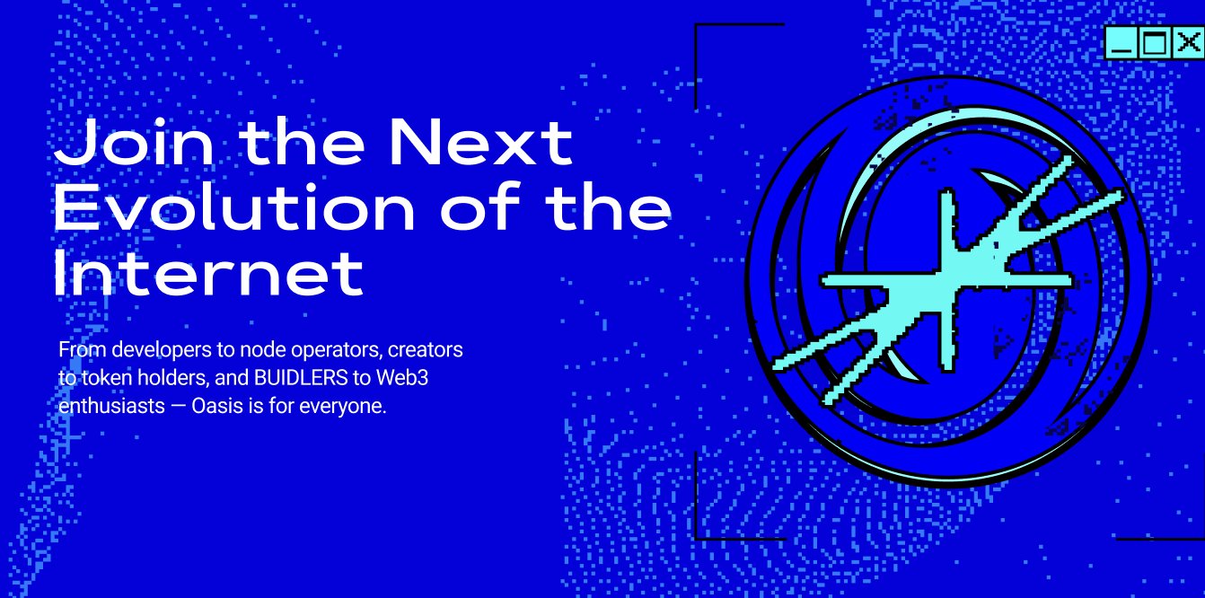 OasisProtocol's tweet card. From developers to node operators, creators to token holders, and BUIDLERs to Web & AI enthusiasts — Oasis is for everyone.