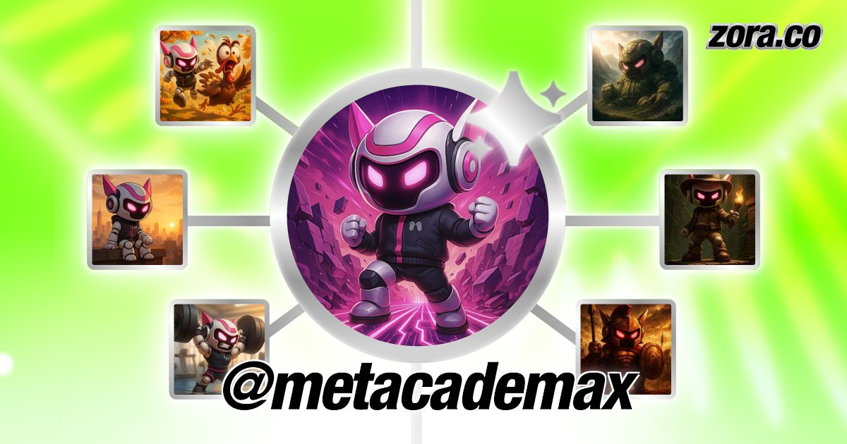 Metacade_'s tweet card. metacademax is on Zora.
