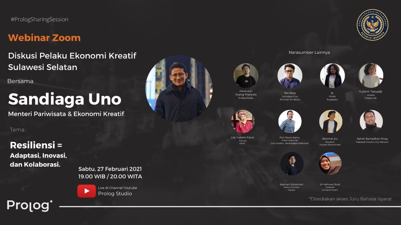 prolog_studio's tweet card. Diskusi Pelaku Ekonomi Kreatif Sulawesi Selatan bersama Menparekraf...