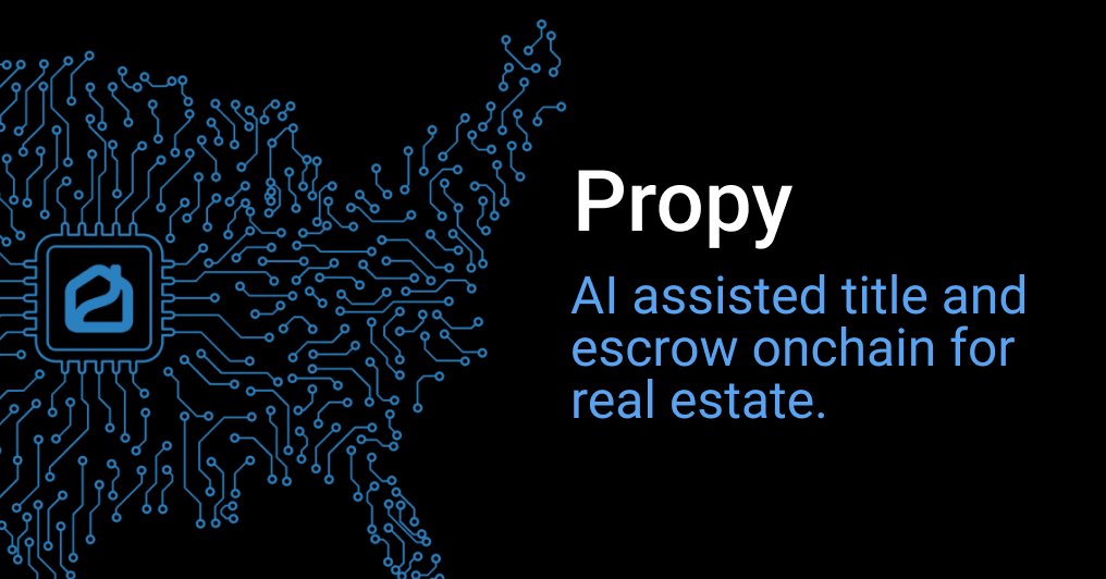 CryptoBoss1984's tweet card. Propy Title and Escrow leverages AI and blockchain technology for smoother & more secure transactions.