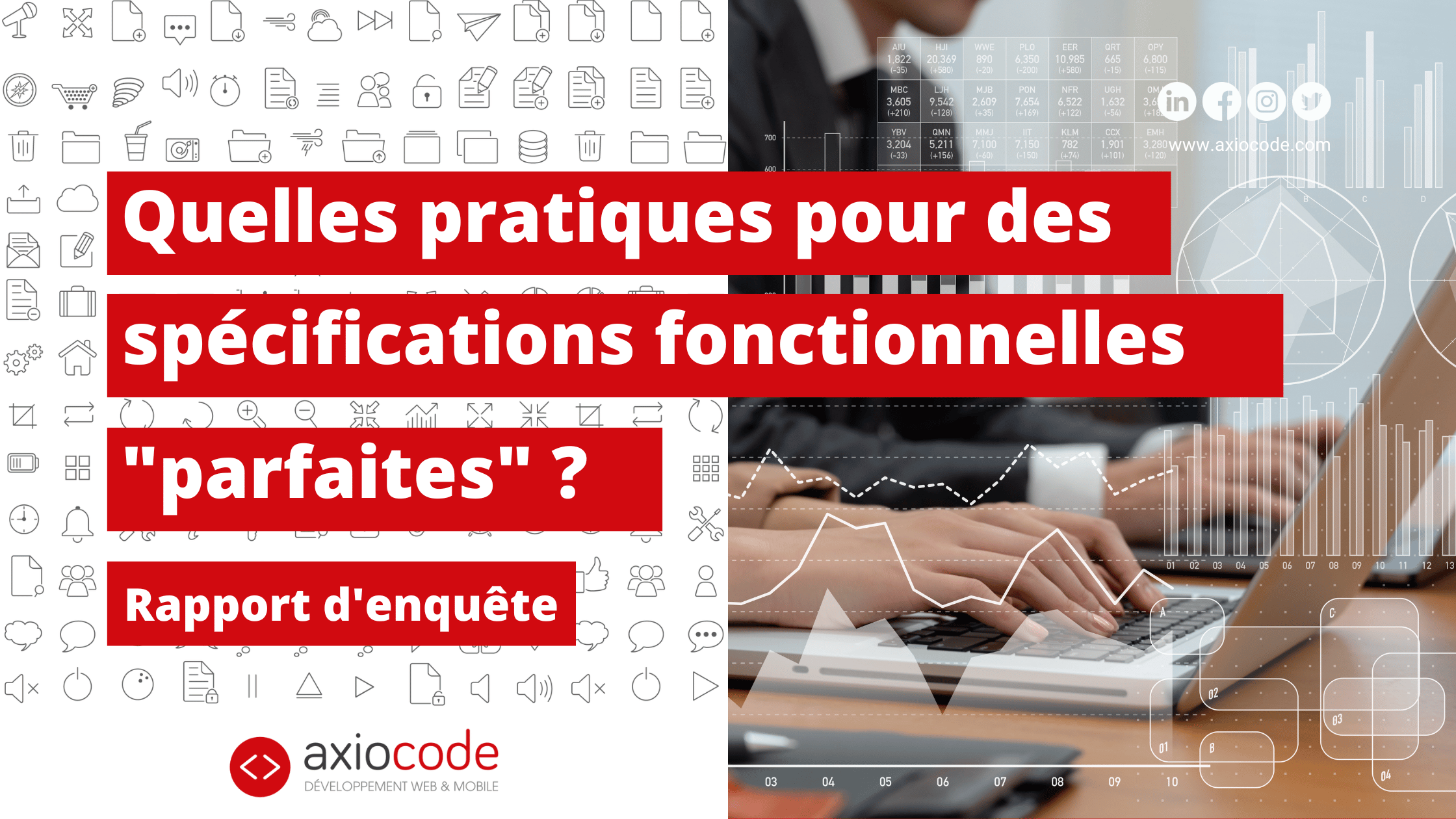 AxioCode's tweet card. Notre enquête auprès de professionnels démontre que les outils, méthodologies, défis et attentes pour faire des spécifications sont les...