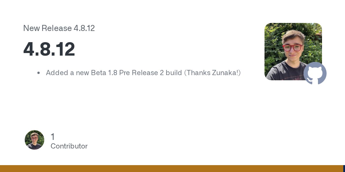 mineonlinedev's tweet card. Added a new Beta 1.8 Pre Release 2 build (Thanks Zunaka!)