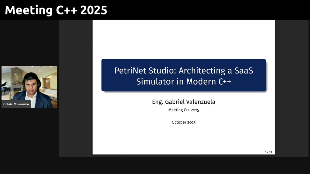 meetingcpp's tweet card. PetriNet Studio - Architecting a SaaS Simulator in Modern C++ -...