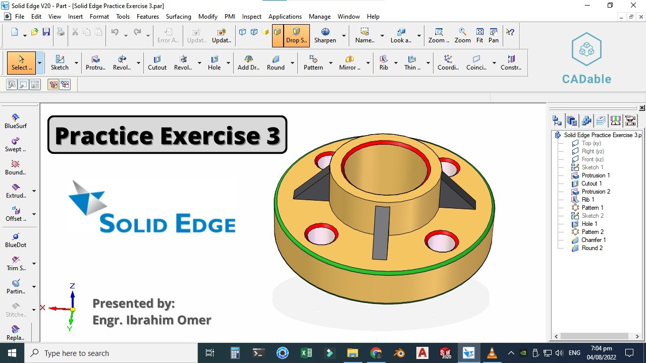 ibrahimumer007's tweet card. Solid Edge Exercise 3 | Solid Edge V20 Tutorials | Create Rib in...