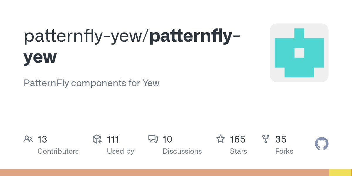 ctron's tweet card. PatternFly components for Yew. Contribute to patternfly-yew/patternfly-yew development by creating an account on GitHub.